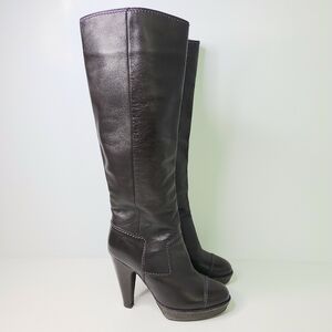 Si Rossi Chocolate Brown Lug Sole Tall Platform Boots